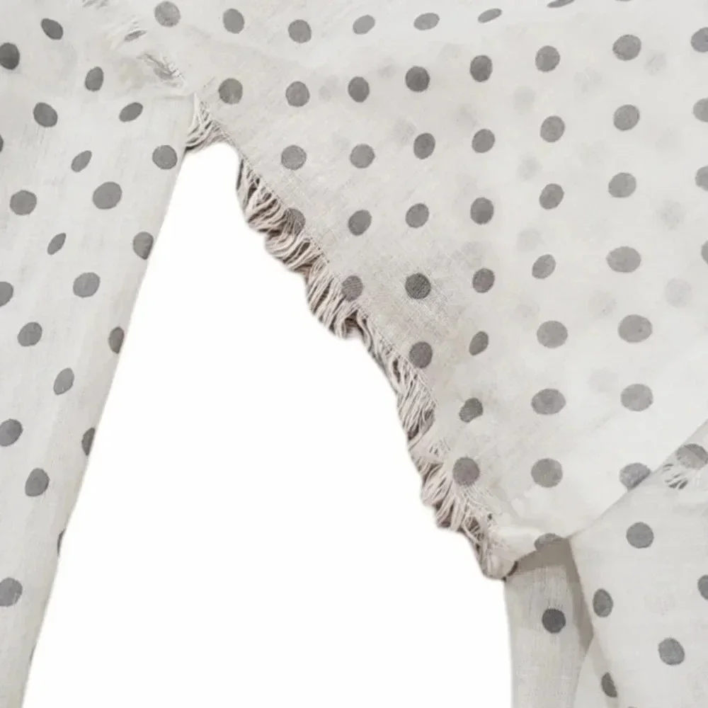 ES White Polka Dot Cotton Blanket Scarf